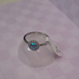 Fragrant Jewels Sterling Silver Blue Halo Ring